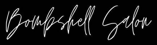 The text "Bombshell Salon" in a white, cursive, handwritten-style font against a solid black background.